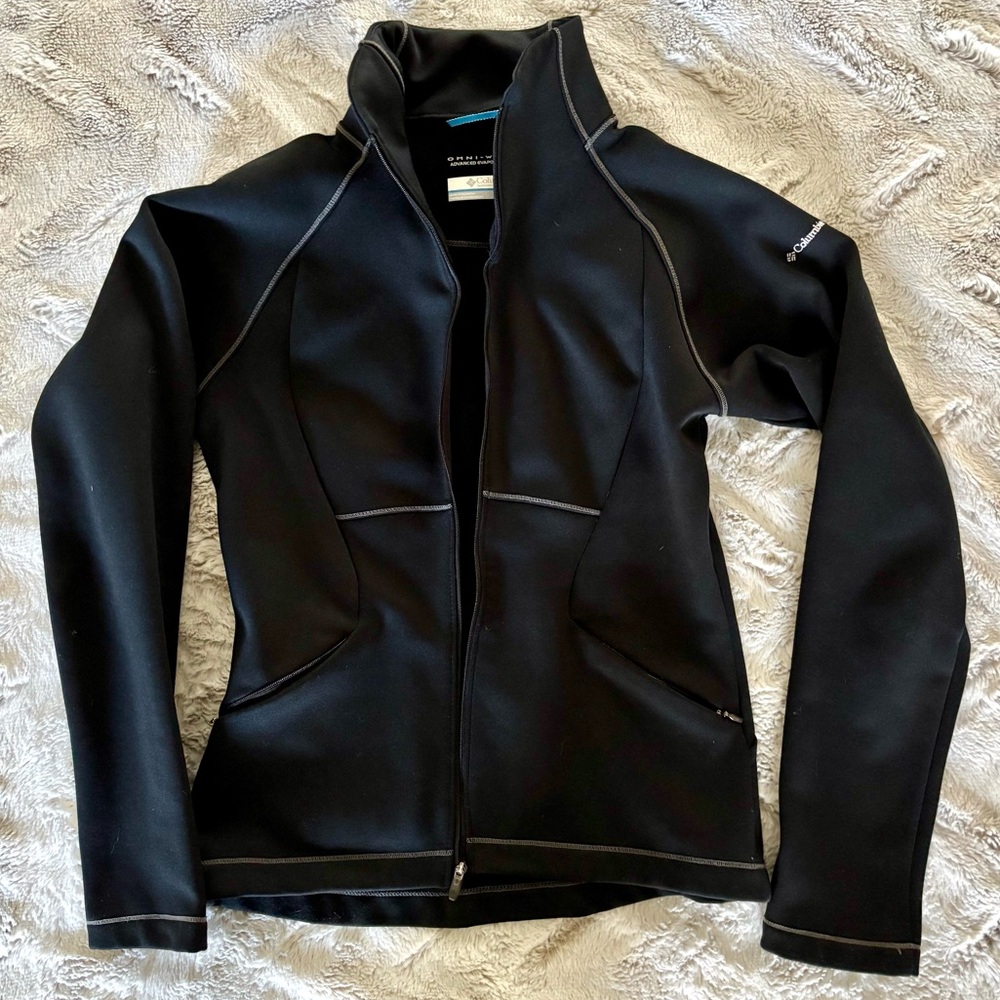 Columbia Neoprene Fitted Black Crop Zip Jacket